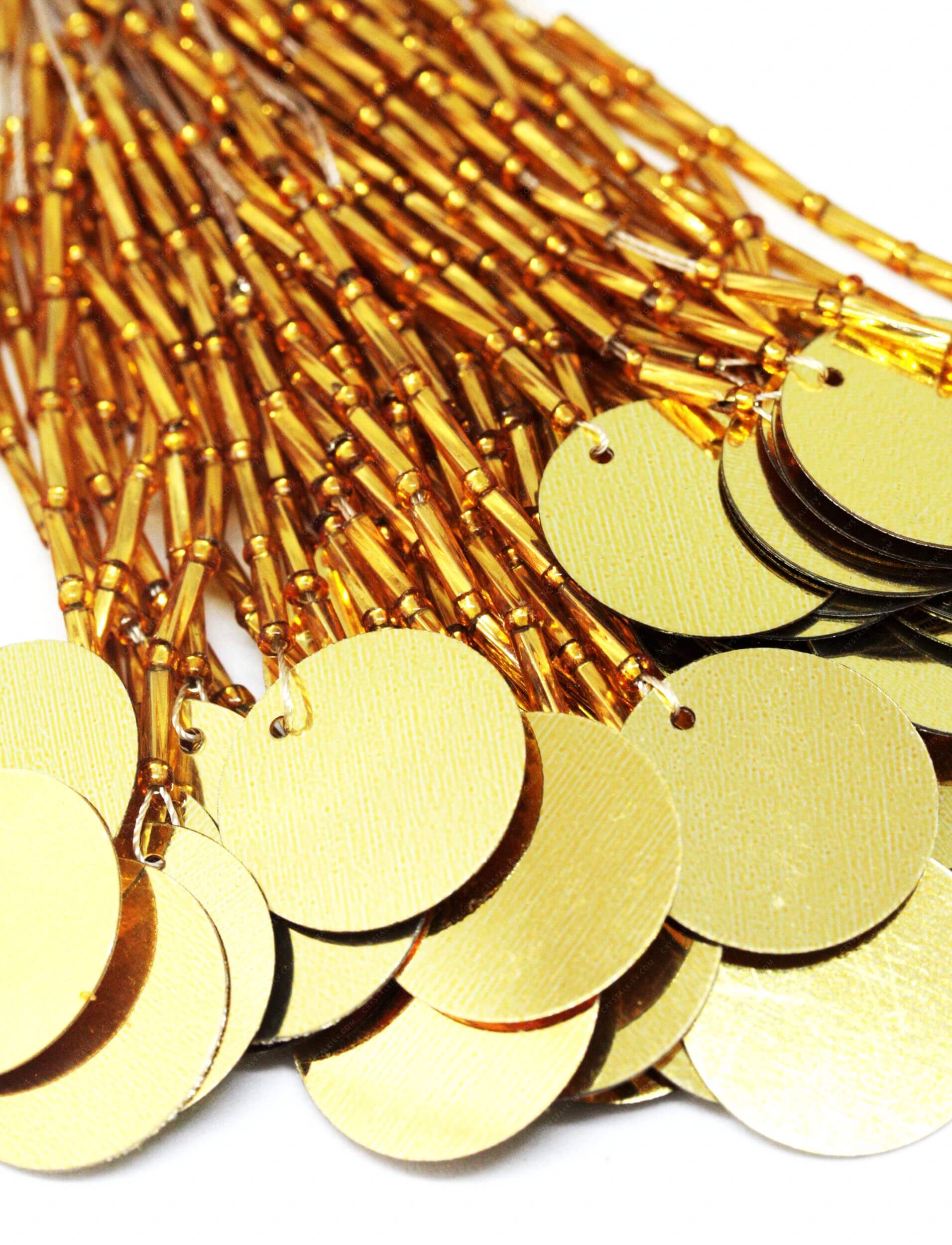 Пучки стекляруса Gold + Gold паєтка 2 см